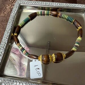 Wooden Bead Necklace with Gold Accents
#handcrafted